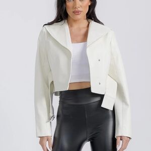 Women's White Cropped Jacket